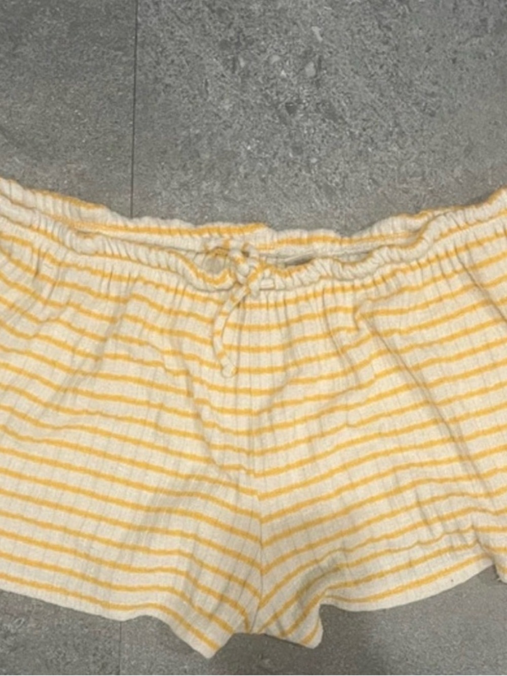 Old Navy Yellow and White Striped Drawstring Lounge Shorts